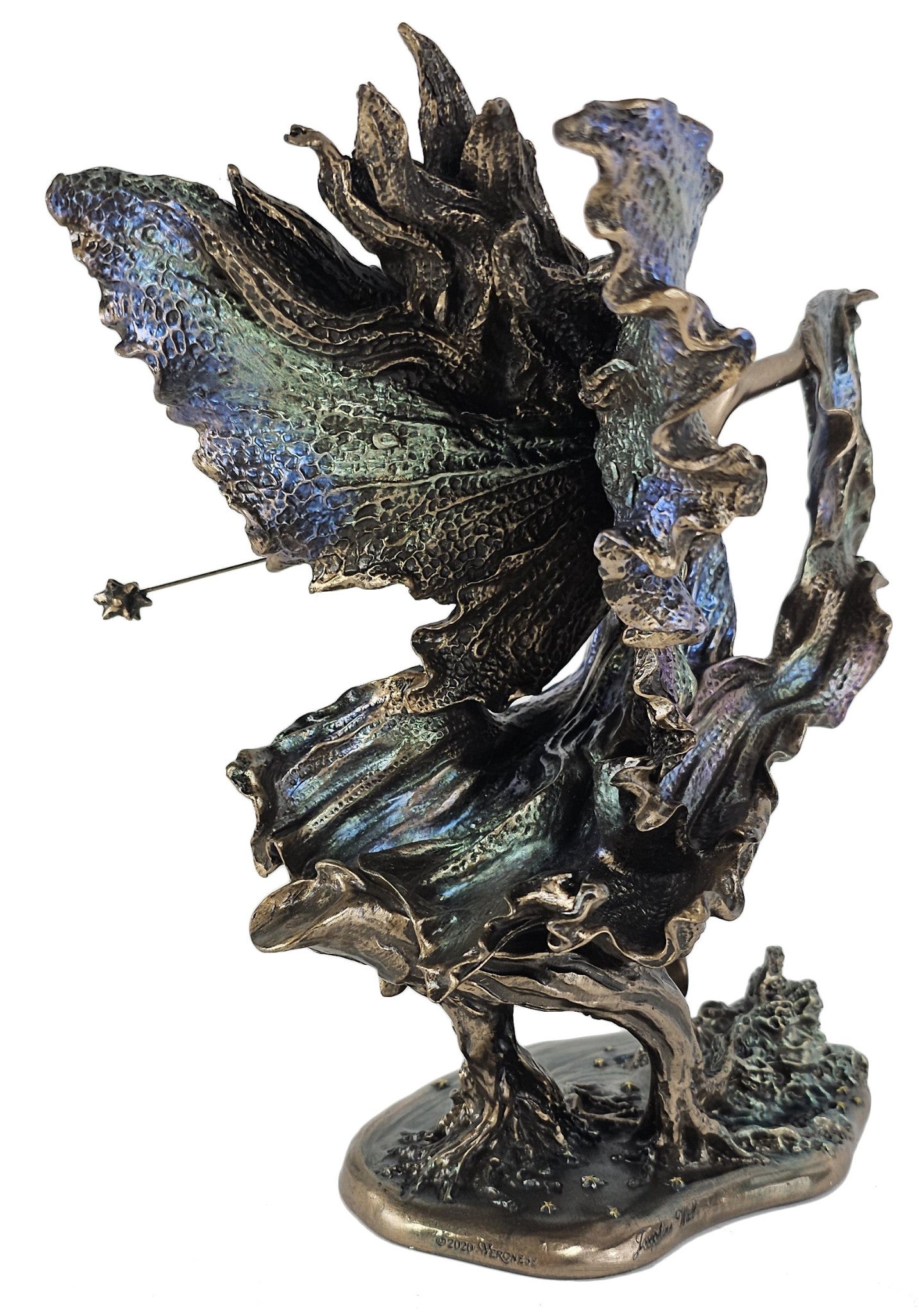 9 5/8" Where Moonbeams Fall Bronze Color Fairy Statue Josephine Wall