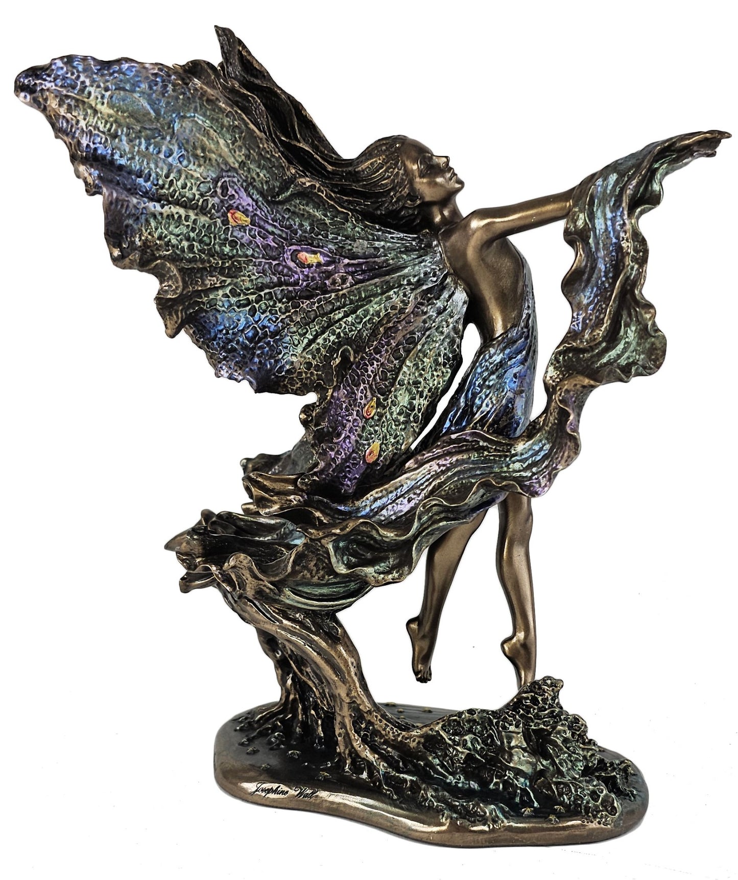 9 5/8" Where Moonbeams Fall Bronze Color Fairy Statue Josephine Wall