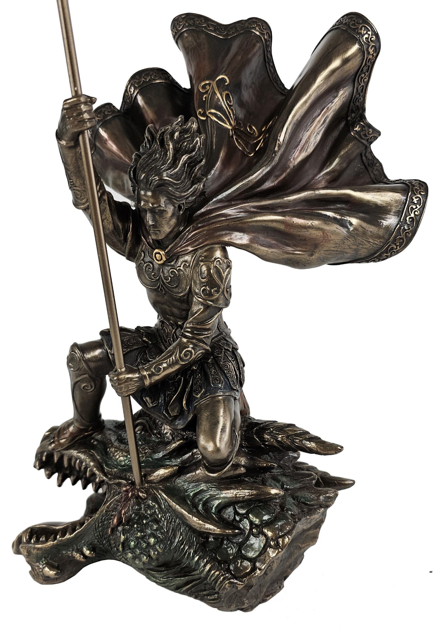 11 1/2" St George The Dragon Slayer Statue Antique Bronze Color