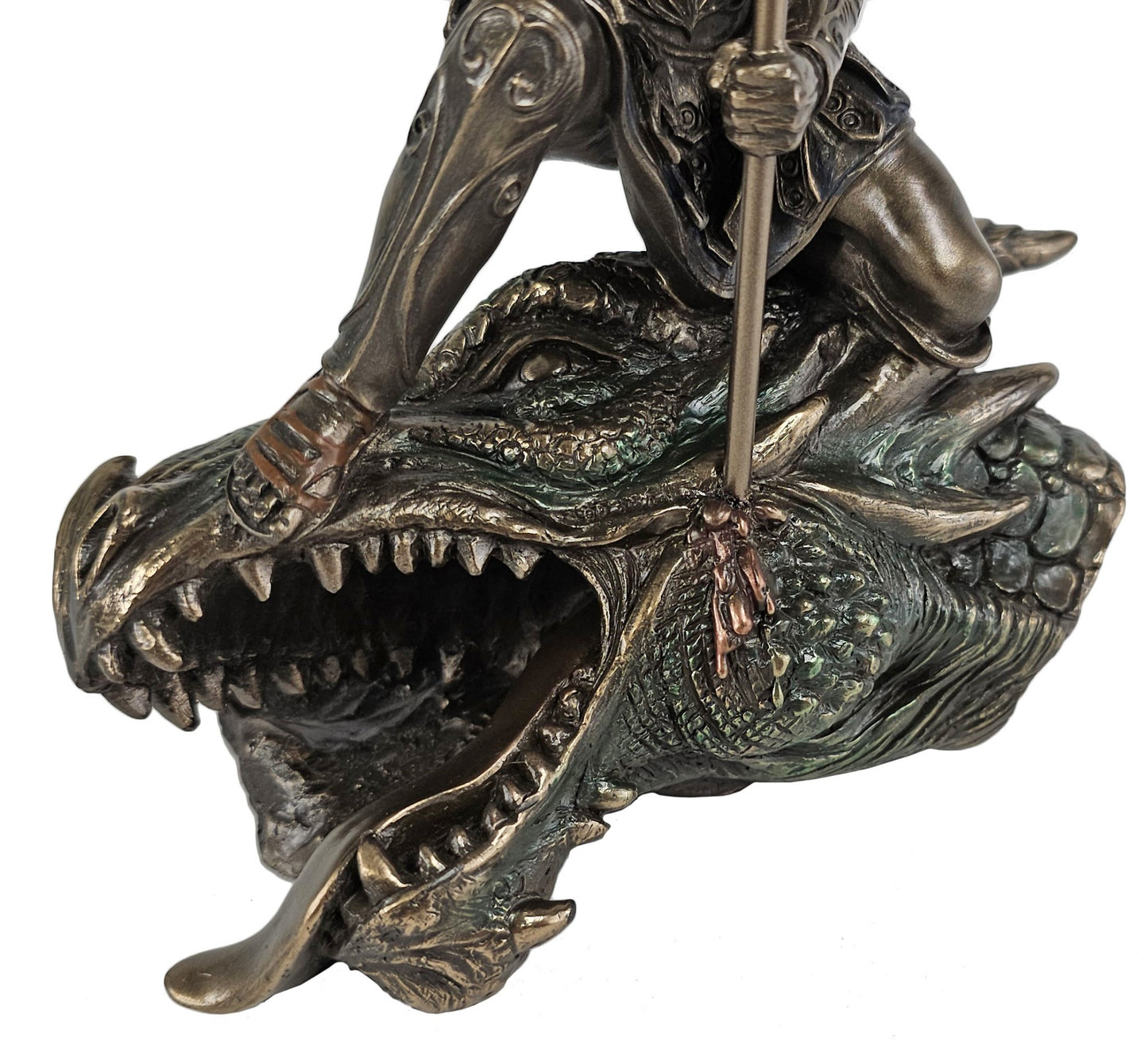 11 1/2" St George The Dragon Slayer Statue Antique Bronze Color