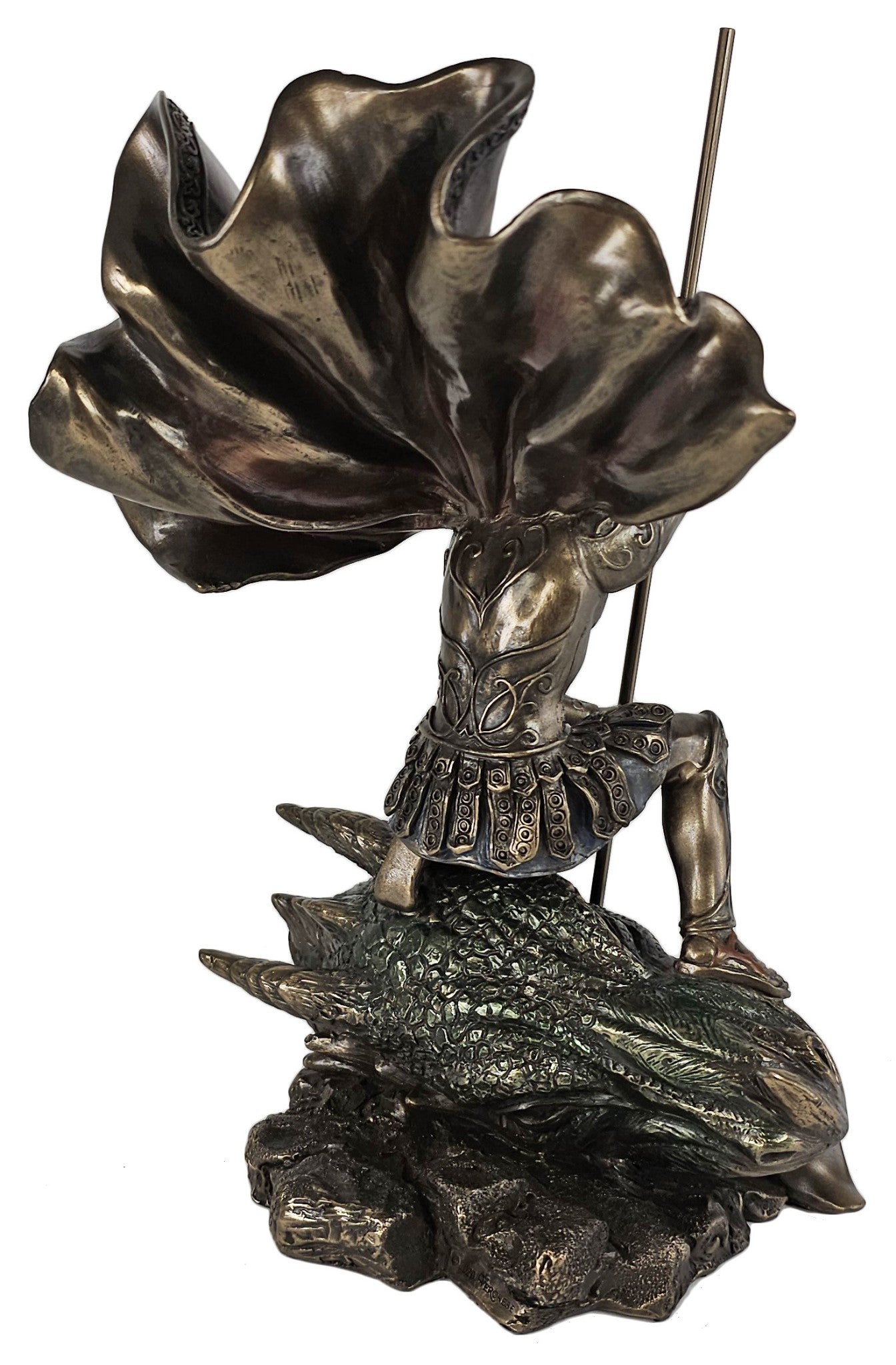 11 1/2" St George The Dragon Slayer Statue Antique Bronze Color