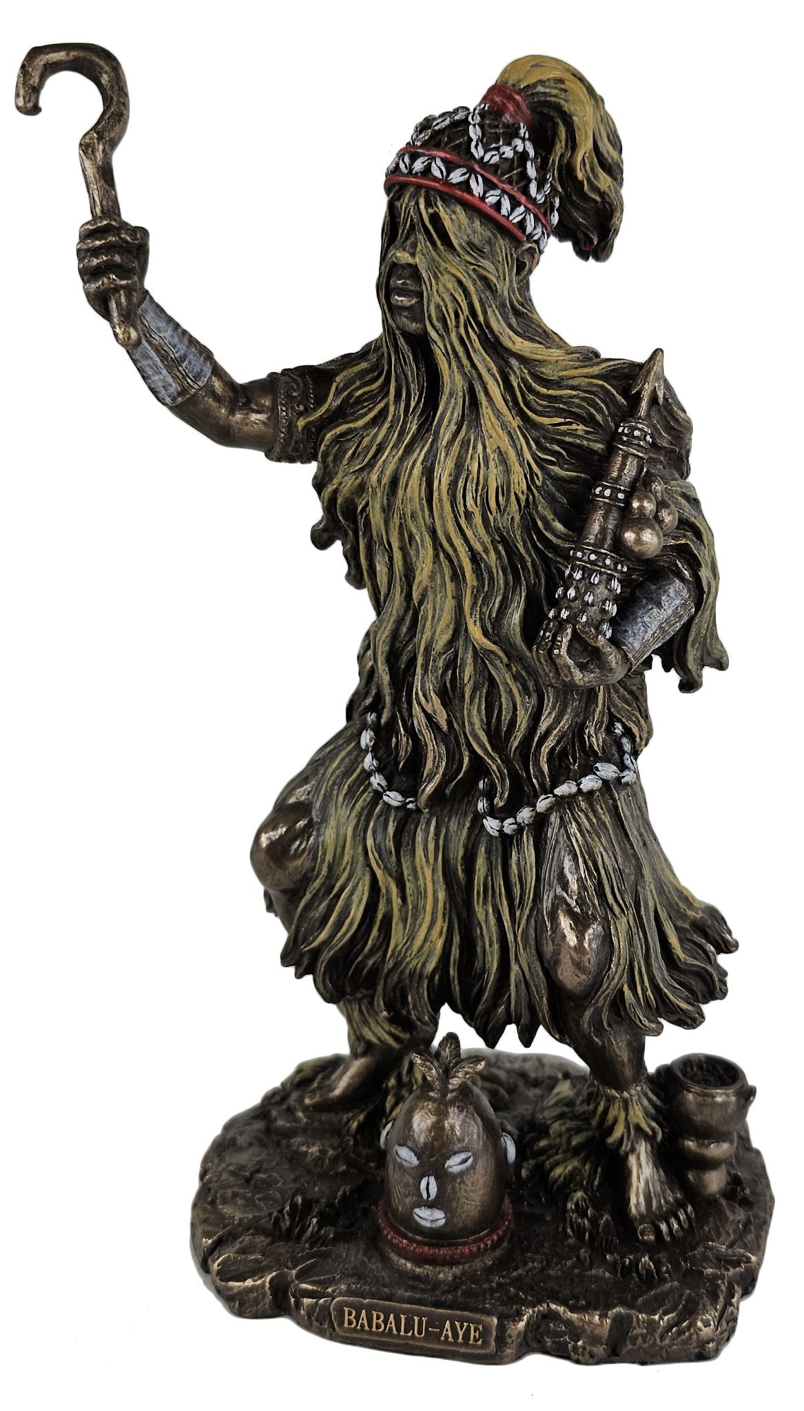 9" Orisha Babalu Aye God of Disease and Healing African Statue Bronze Color