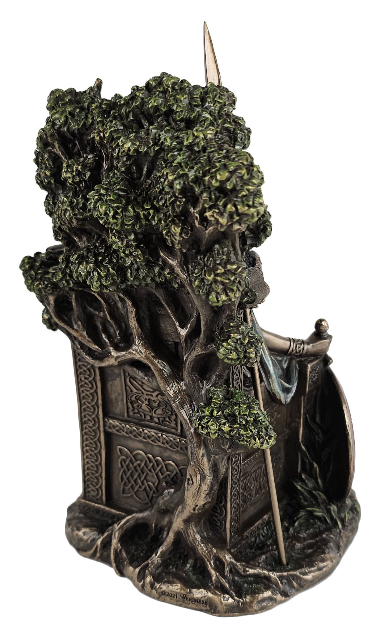 8 1/2" Celtic Goddess Queen Medb of Connacht on Throne Statue Bronze Color