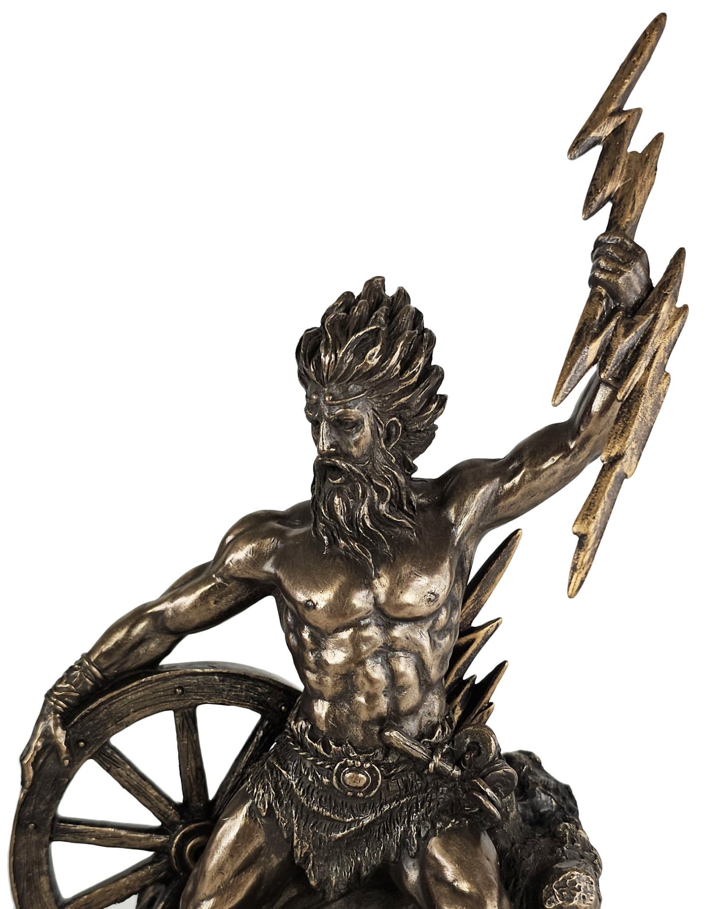 9 3/4" Taranis Celtic God of Thunder Holding Lightning Bolt Statue Bronze Color