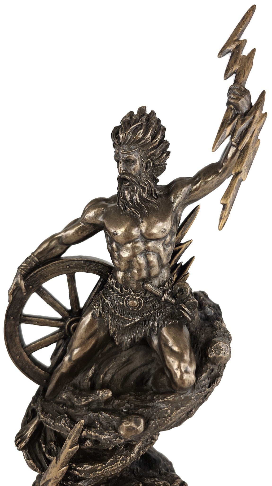 9 3/4" Taranis Celtic God of Thunder Holding Lightning Bolt Statue Bronze Color