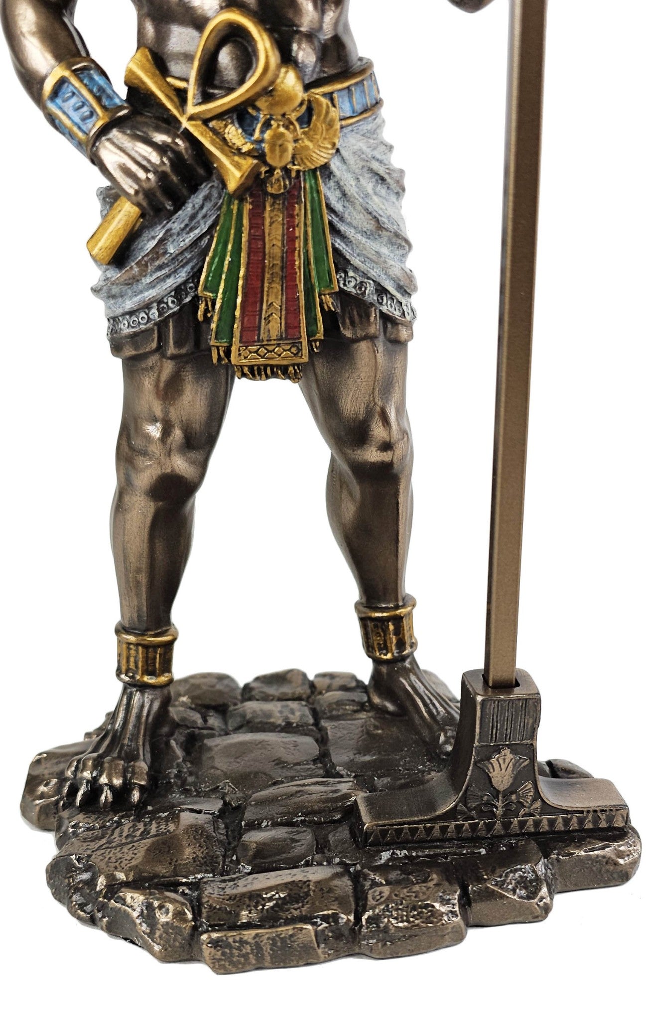 13" Egyptian Anubis Statue With Large Truth and Justice Scale Ankh Bronze Color