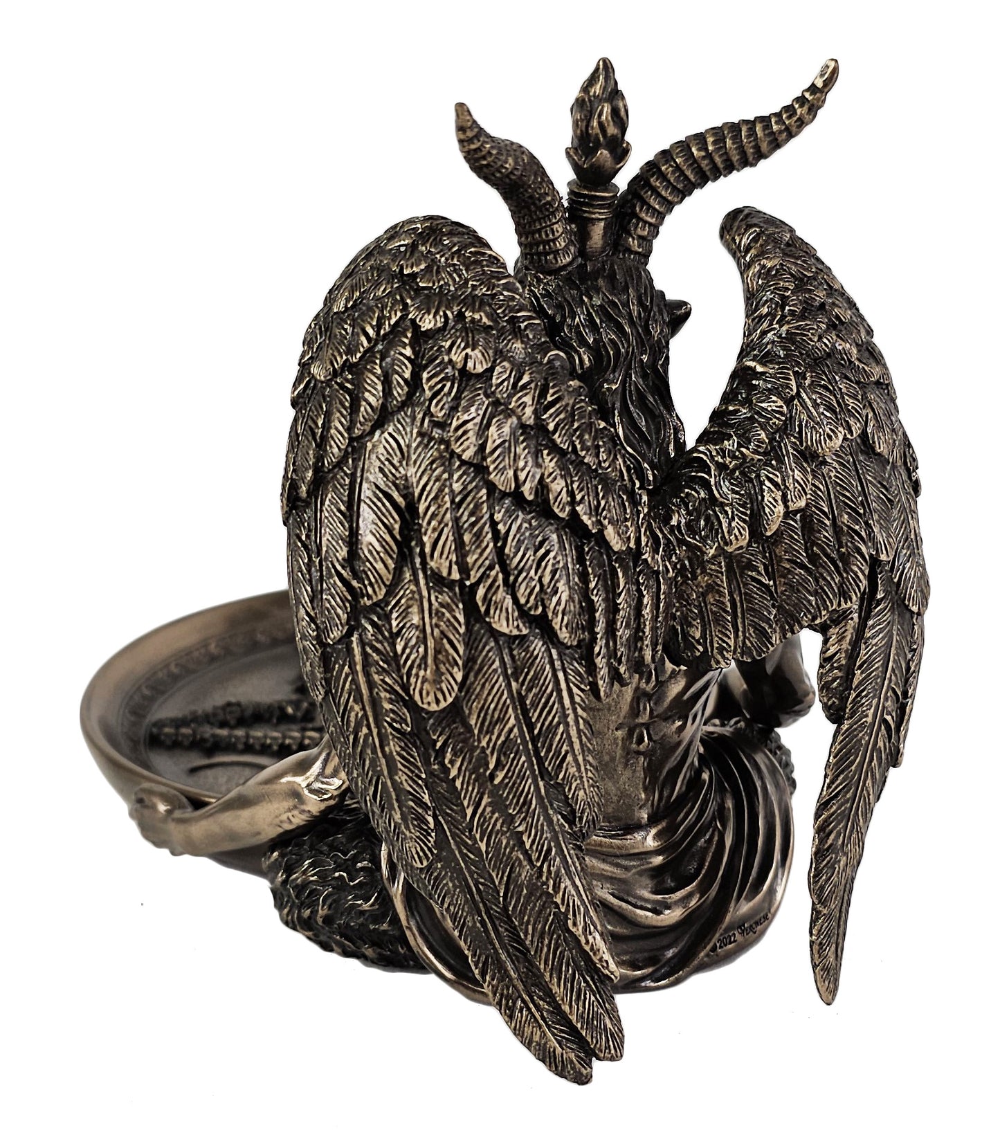 7 1/2" Baphomet Statue Offering Tray Goat Bronze Color