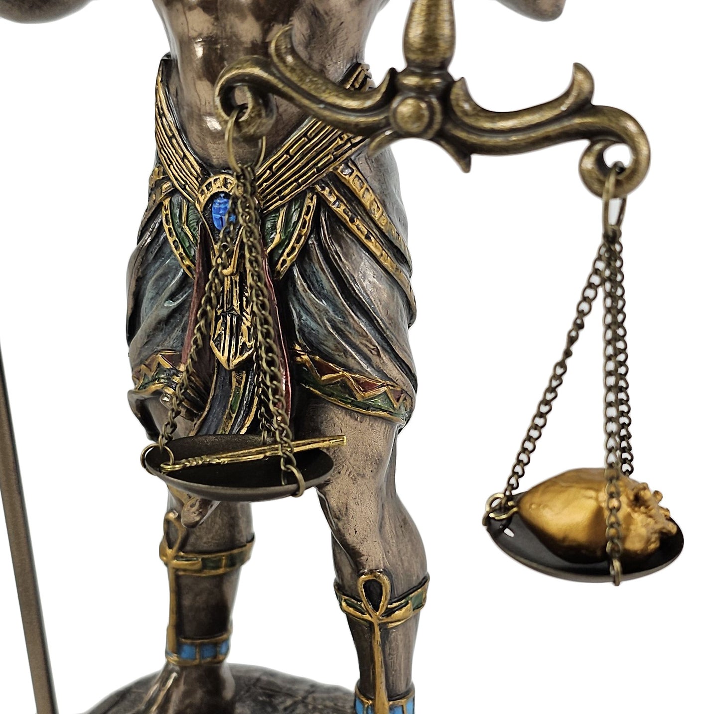 10 5/8" Egyptian Anubis Statue Holding Scale and Ankh Staff Bronze Finish