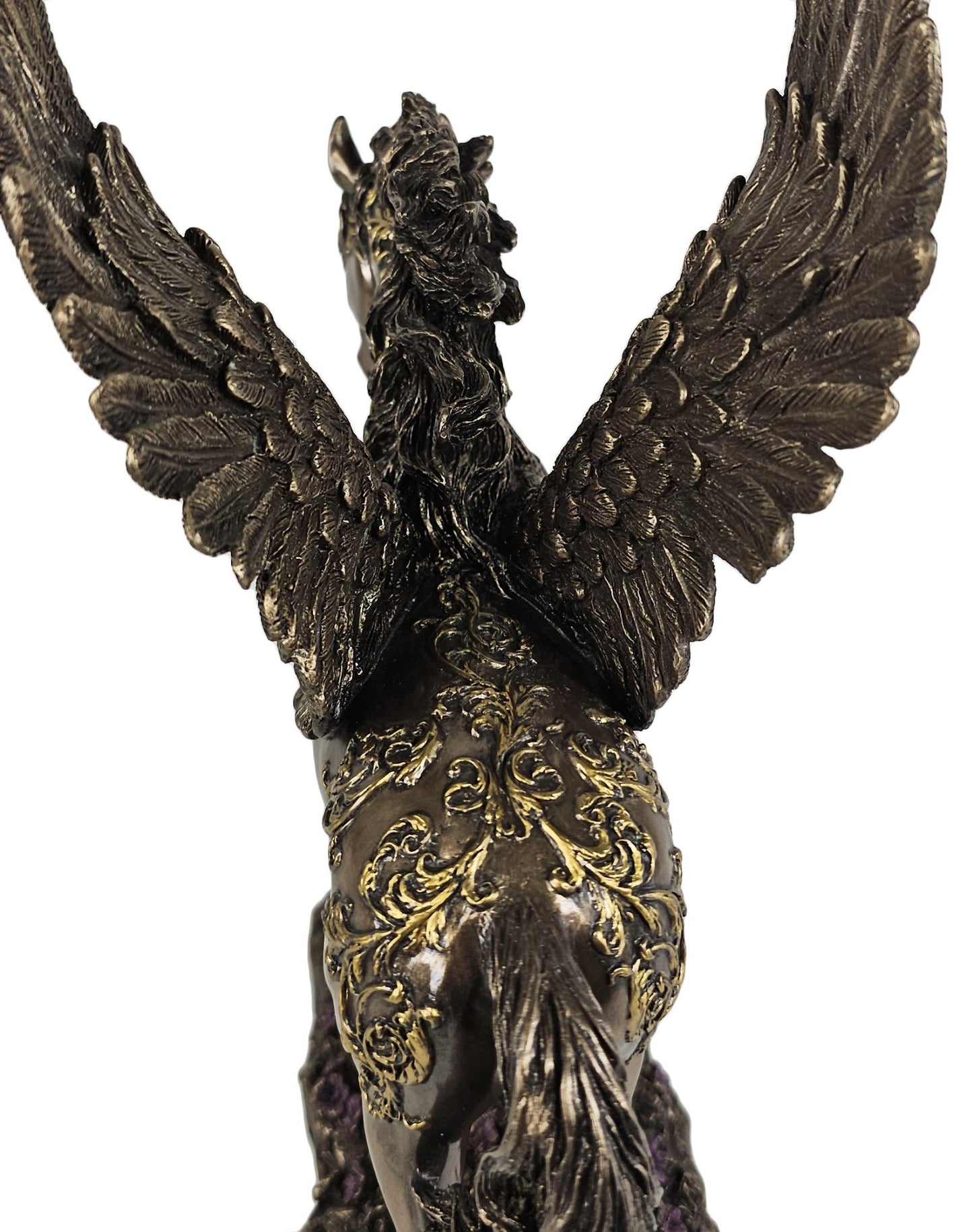 10 1/2" Divine Pegasus Horse Greek Mythology Statue Sculpture Bronze Gold Finish