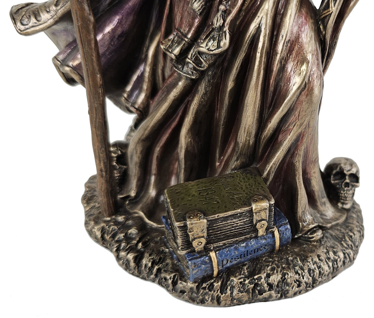 9" Calamity Reaper Holding Prophecy Book Gothic Statue Bronze Finish