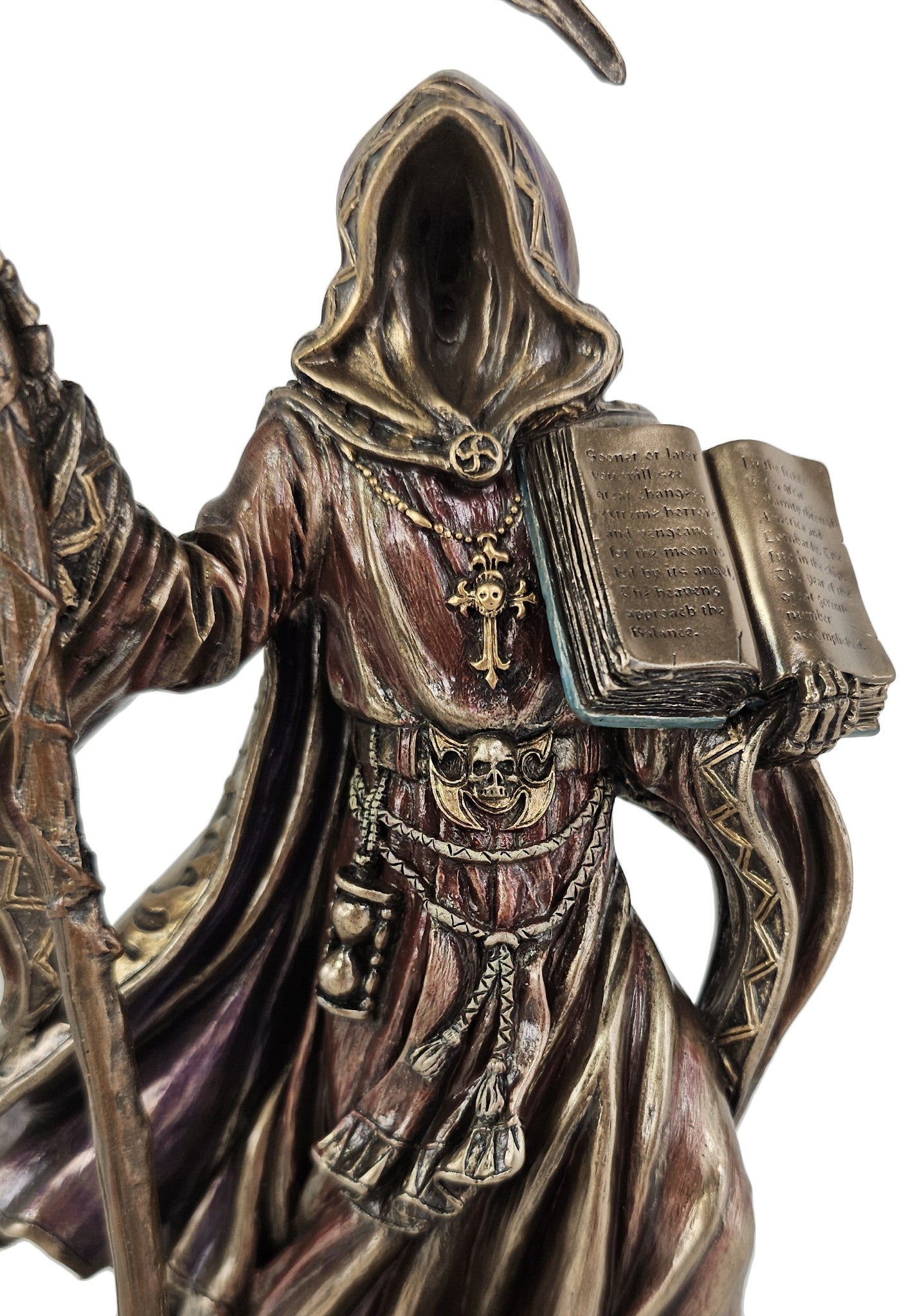 9" Calamity Reaper Holding Prophecy Book Gothic Statue Bronze Finish