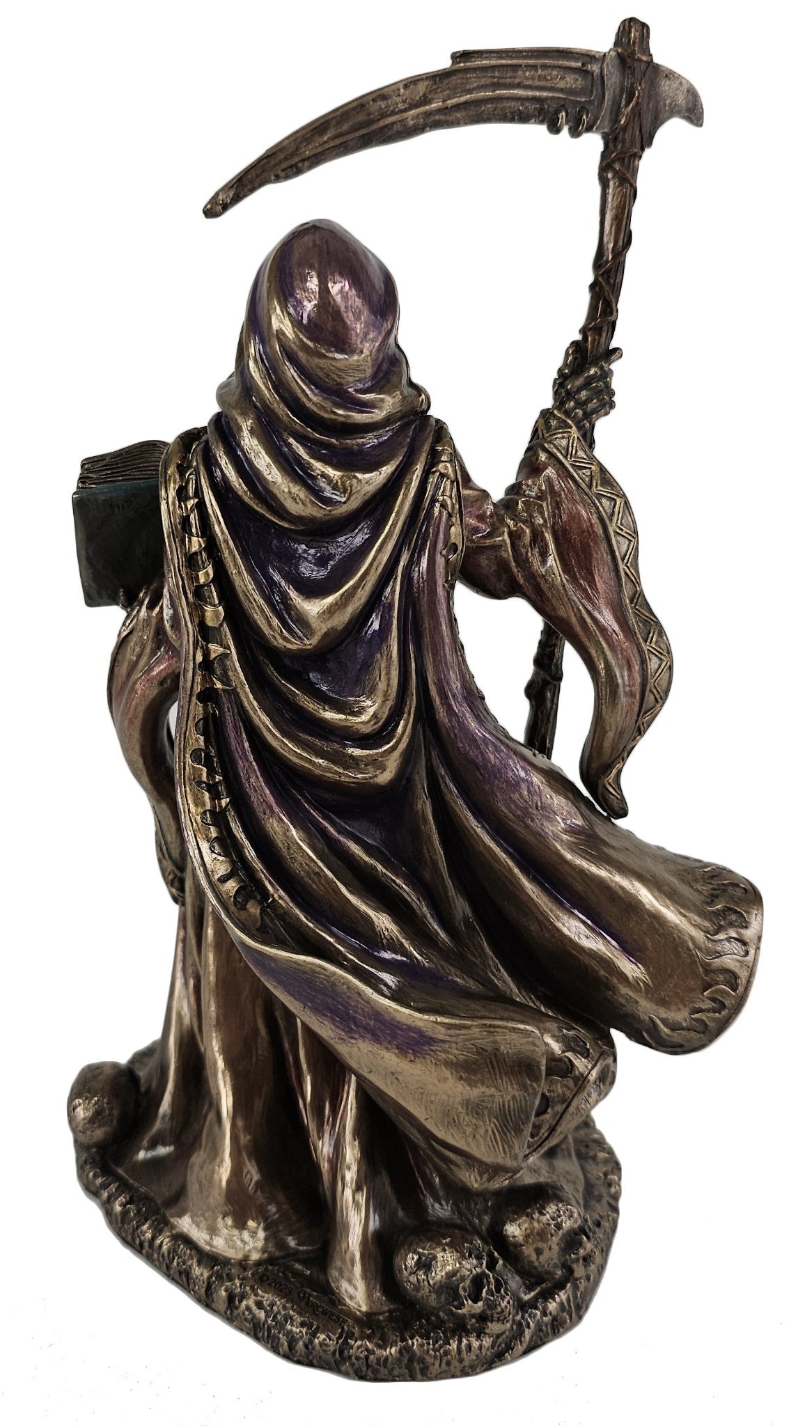 9" Calamity Reaper Holding Prophecy Book Gothic Statue Bronze Finish