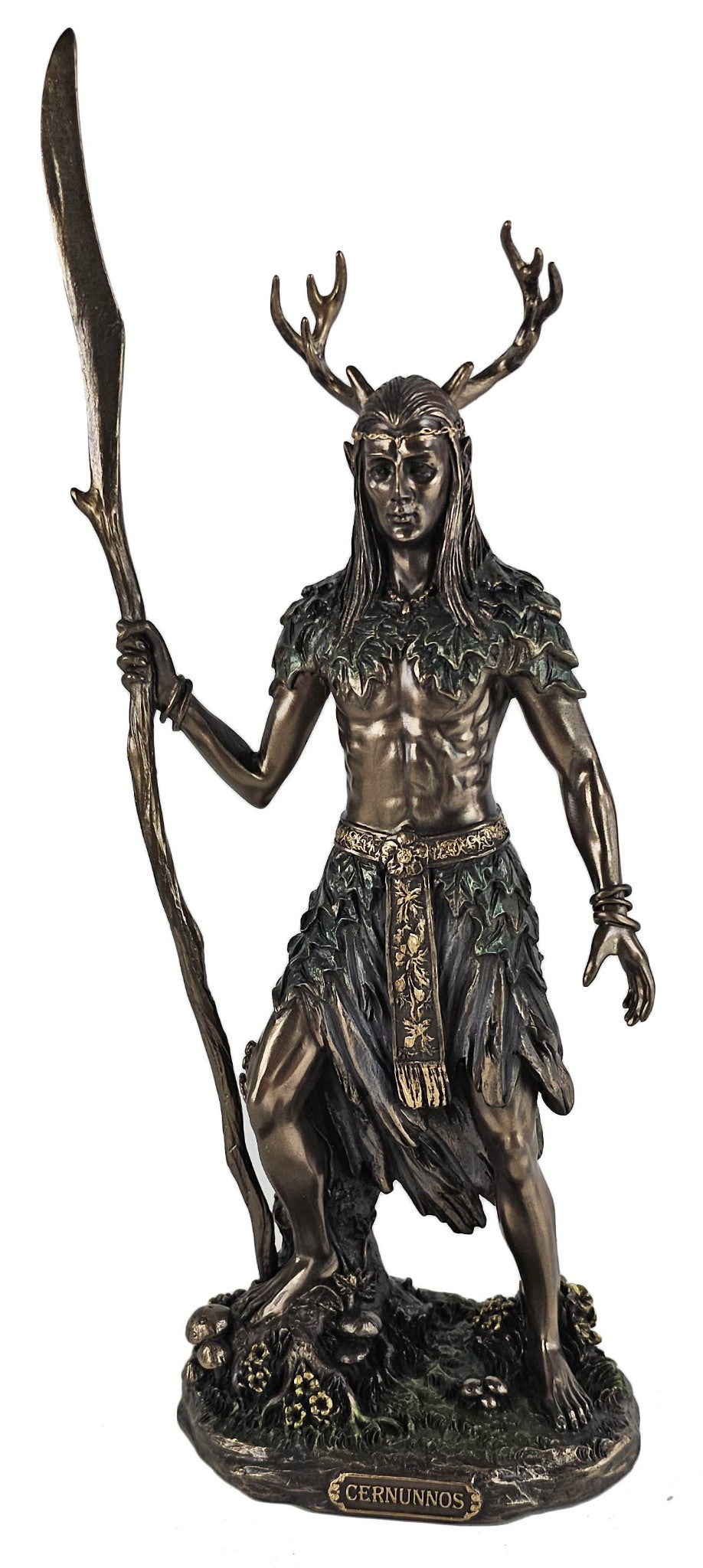 10 1/2" Cernunnos Celtic Horned God of Animals Standing Statue Bronze Color
