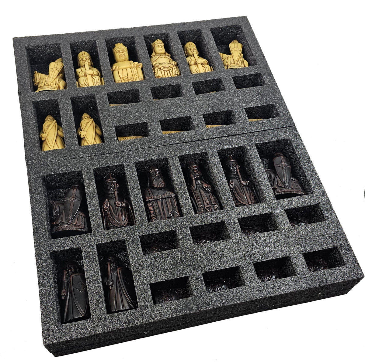 Large Isle of Lewis Chess Set 3 1/4" King with 18" Walnut Color Board