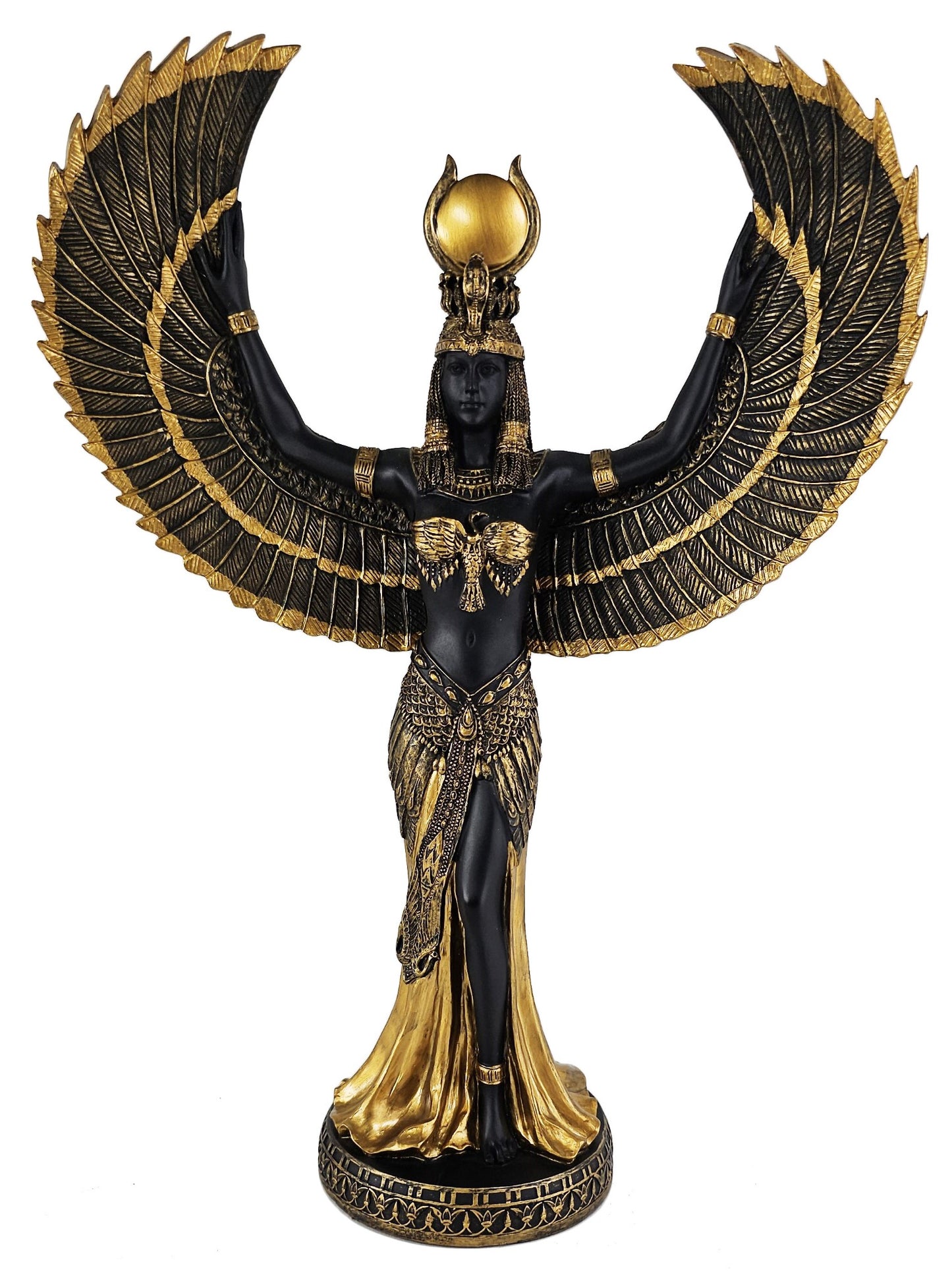 13" Isis Egyptian Goddess of Magic and Love Statue Black and Gold Color