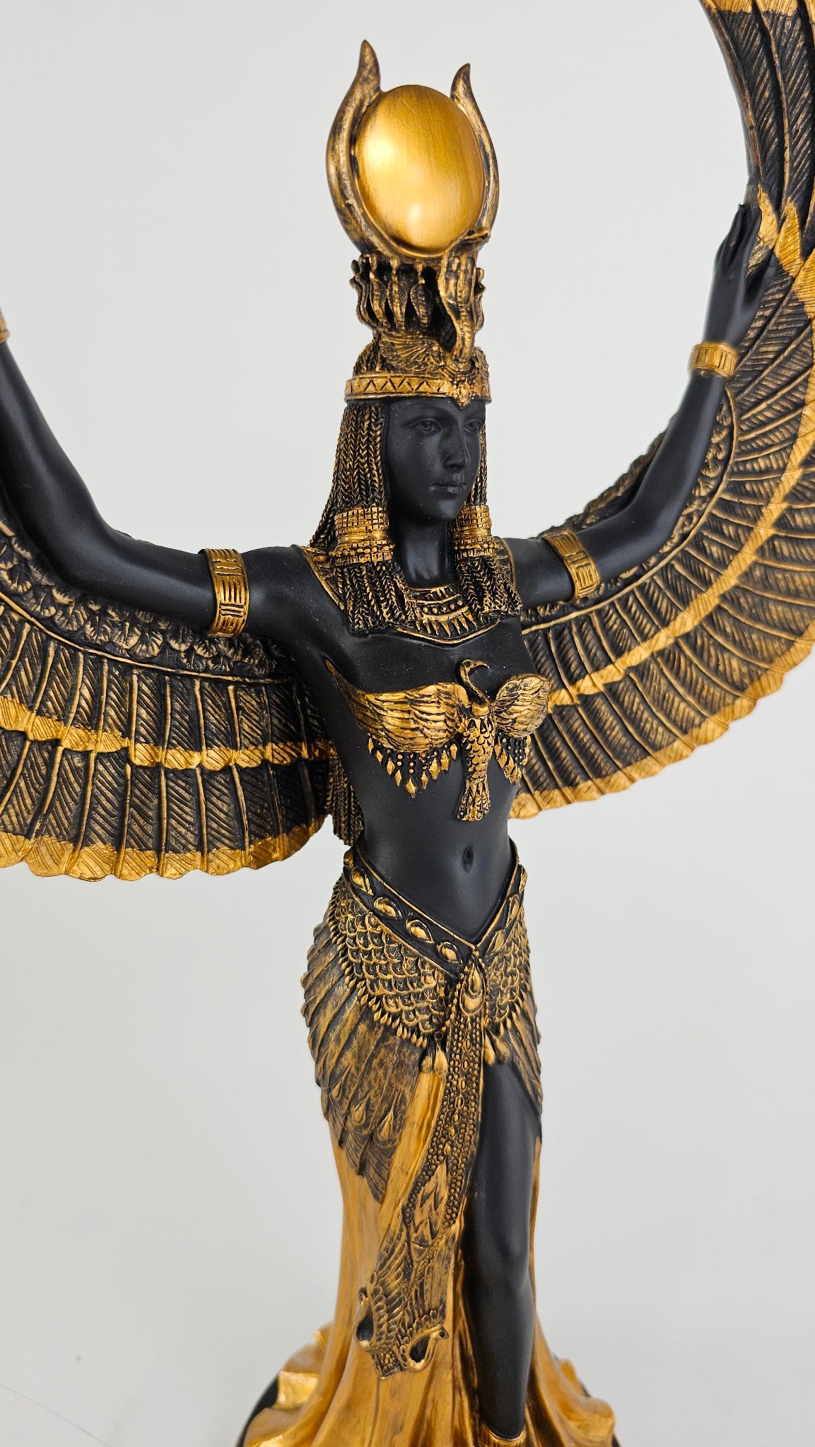 13" Isis Egyptian Goddess of Magic and Love Statue Black and Gold Color
