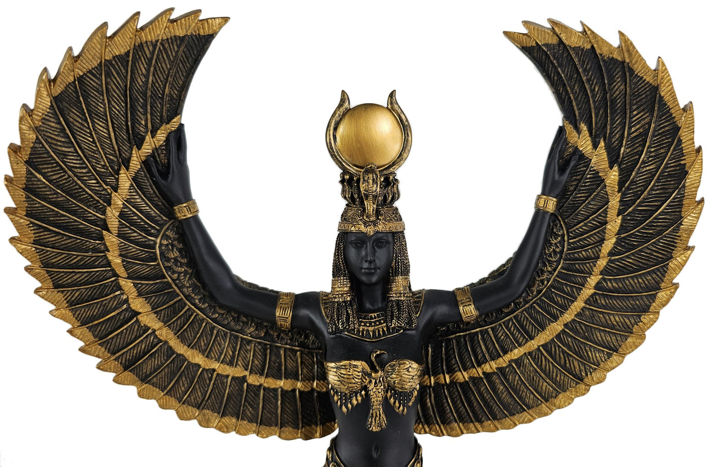 13" Isis Egyptian Goddess of Magic and Love Statue Black and Gold Color
