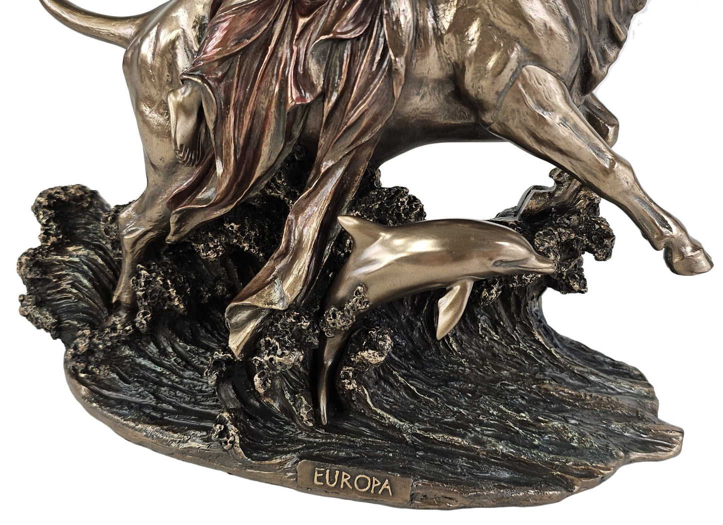 8 3/4" Abduction of Europa W Dolphin Greek / Roman Mythology Statue Bronze Color