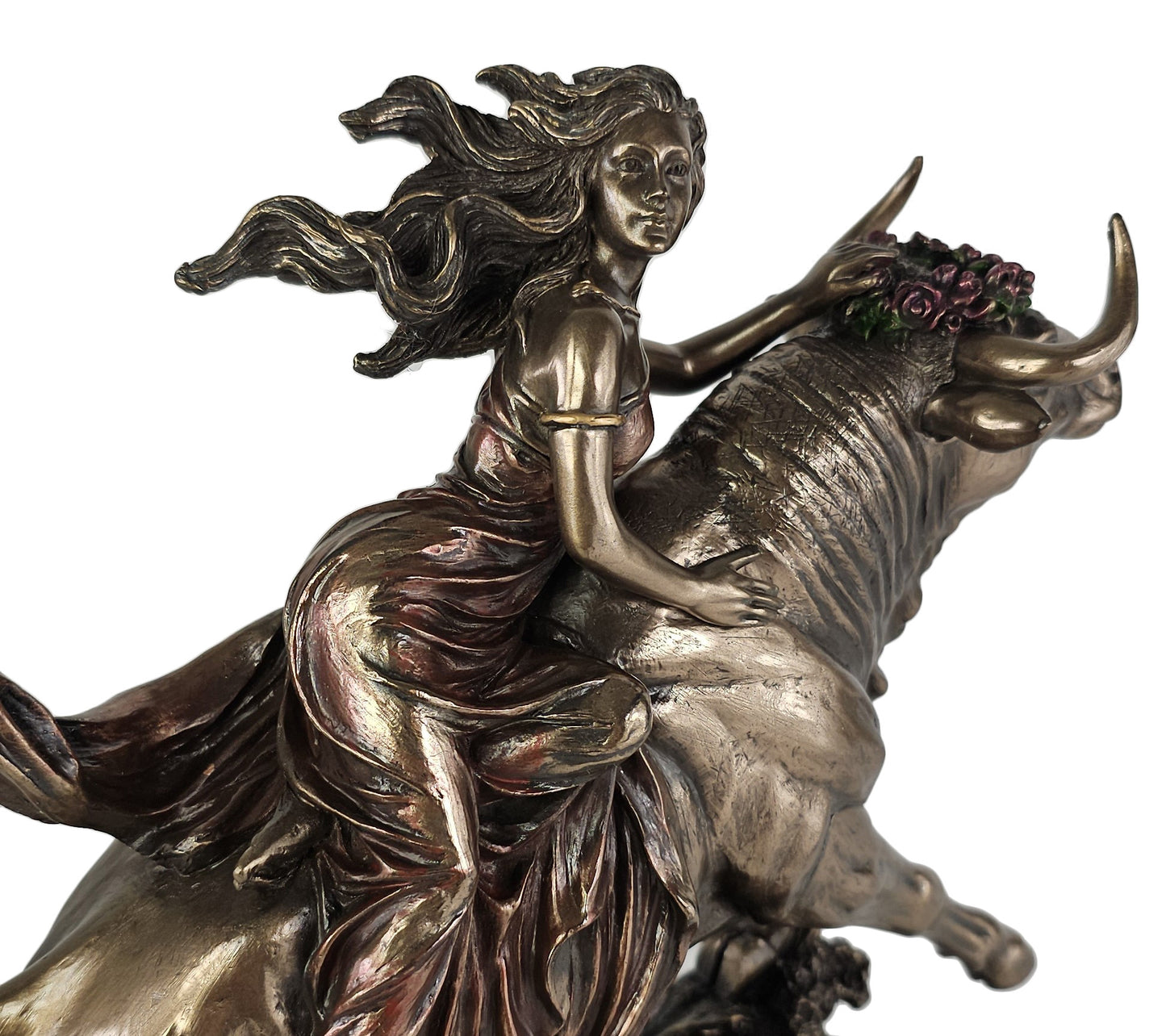 8 3/4" Abduction of Europa W Dolphin Greek / Roman Mythology Statue Bronze Color