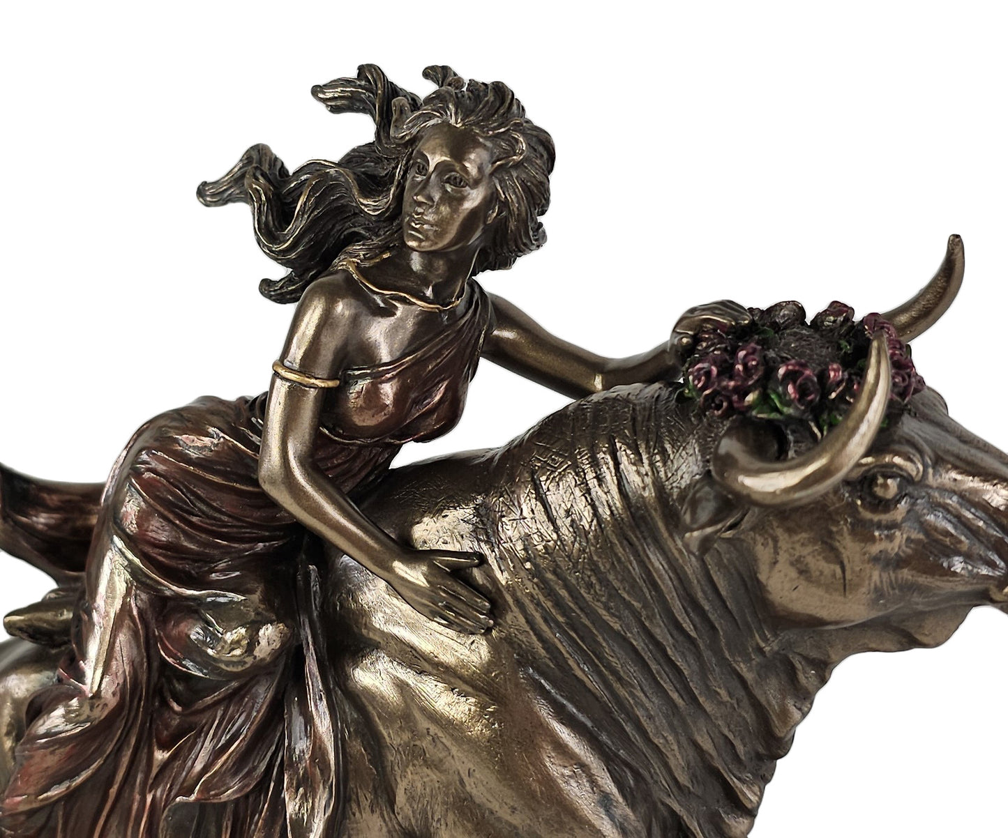 8 3/4" Abduction of Europa W Dolphin Greek / Roman Mythology Statue Bronze Color