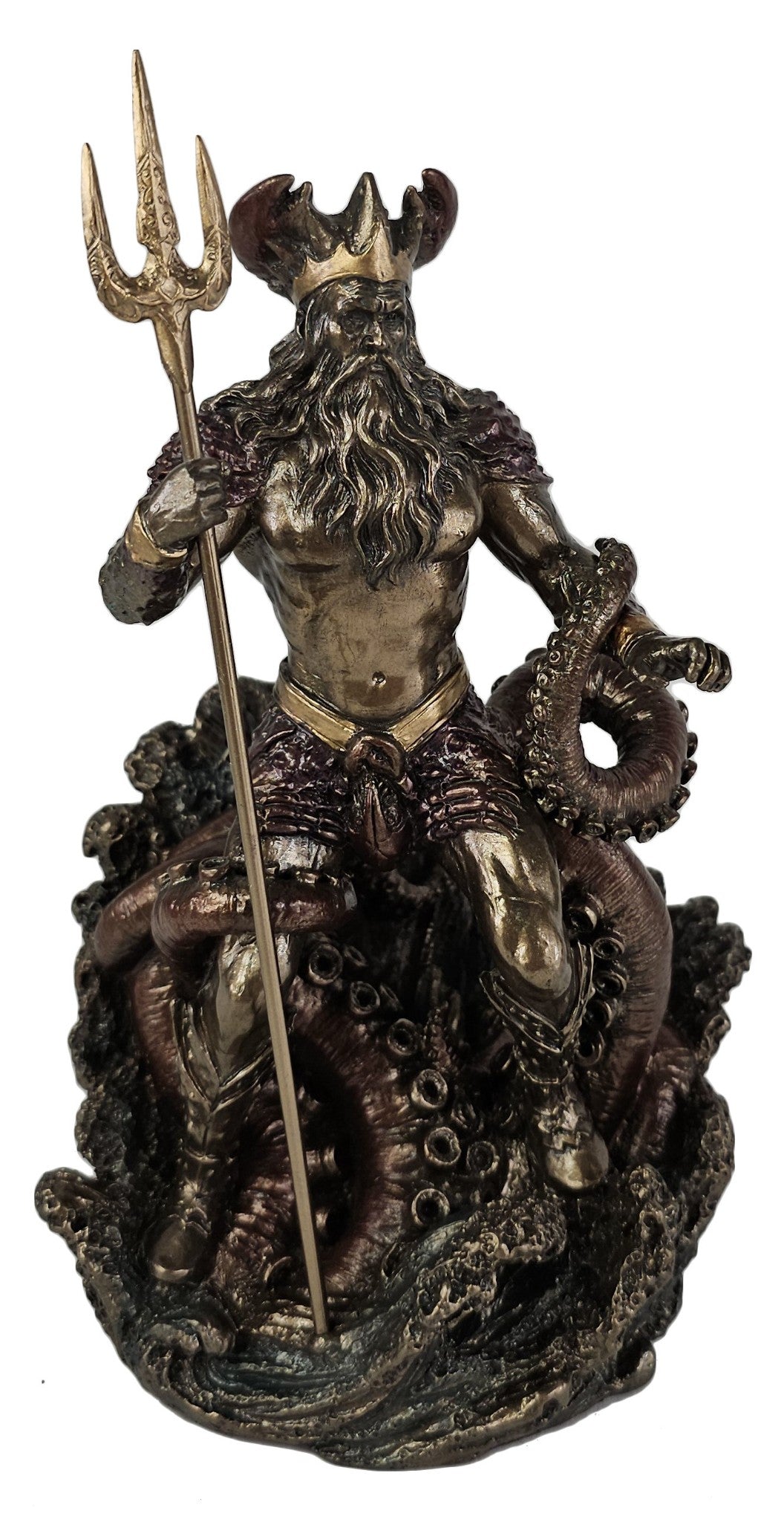 8 3/4" Oceanus W Trident GREEK MYTHOLOGY Titan God of Water Statue Bronze Color