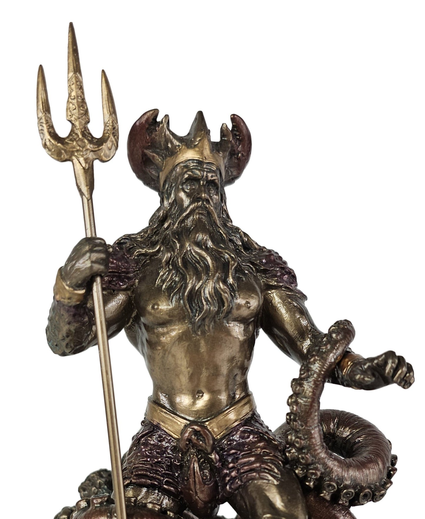 8 3/4" Oceanus W Trident GREEK MYTHOLOGY Titan God of Water Statue Bronze Color