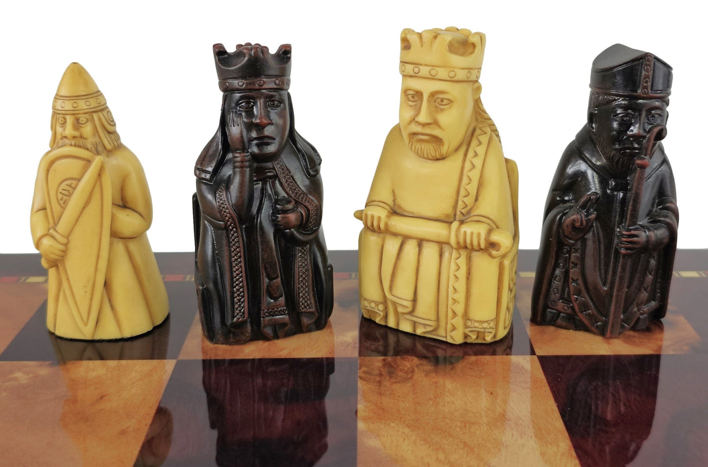 Large Isle of Lewis Chess Set 3 1/4" King with 18" Cherry Color Board