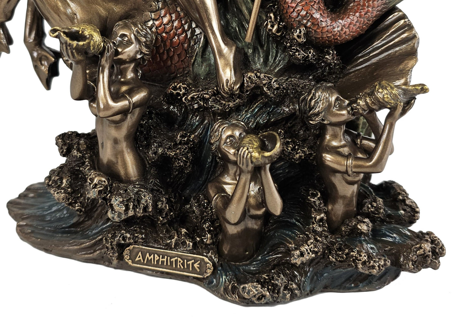 9 5/8" Amphitrite Greek Mythology Goddess Sea Hippocampus Statue Bronze Finish