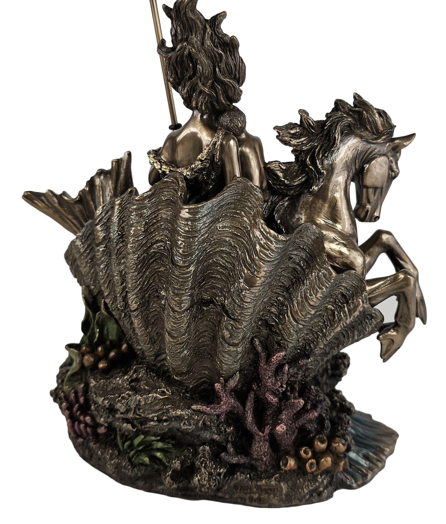 9 5/8" Amphitrite Greek Mythology Goddess Sea Hippocampus Statue Bronze Finish