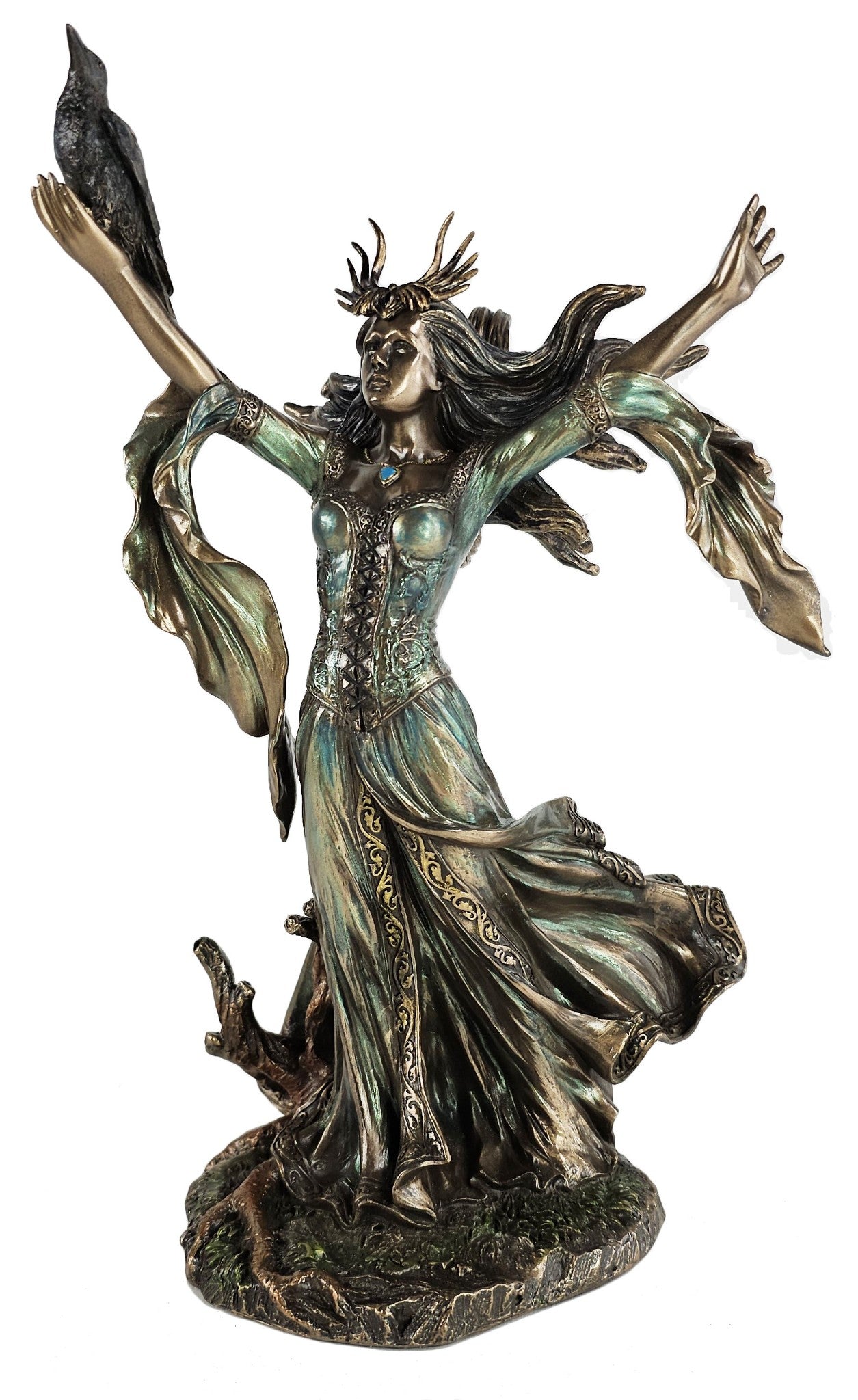 10" Morgan le Fey Morgana Arthurian Legend Enchantress Antique Bronze Color