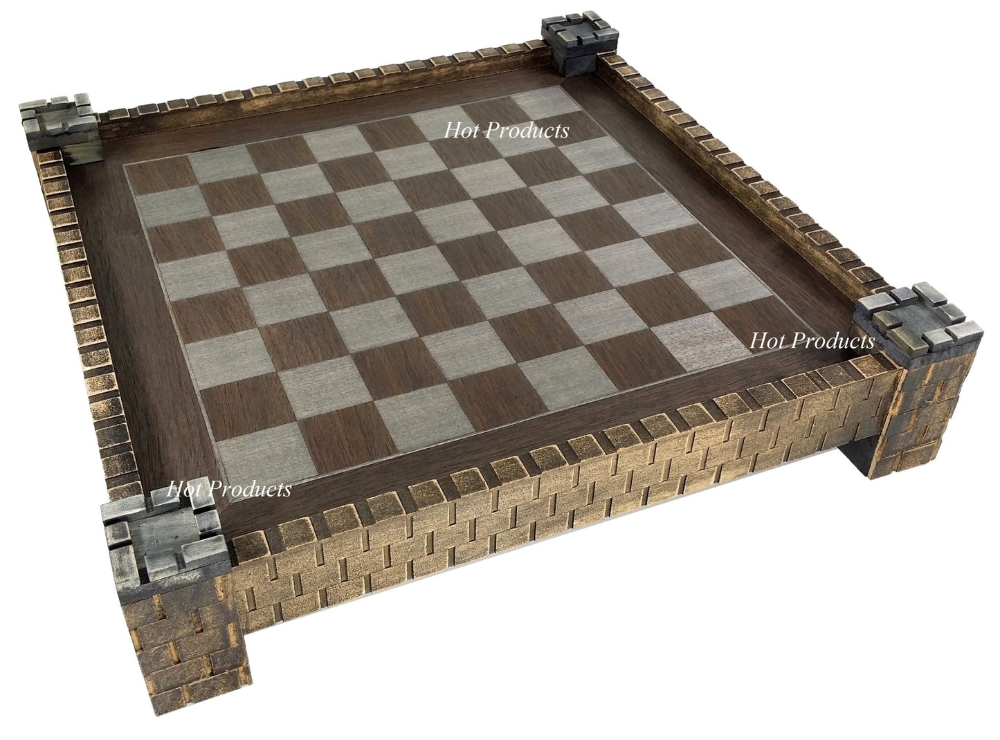 17 1/2" Medieval Times Fortress / Castle Chess Board 1 9/16" Squares