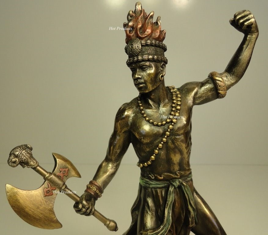 SET OF 2 ORISHA CHANGO OYA God Goddess Yoruba African Statue Bronze Finish