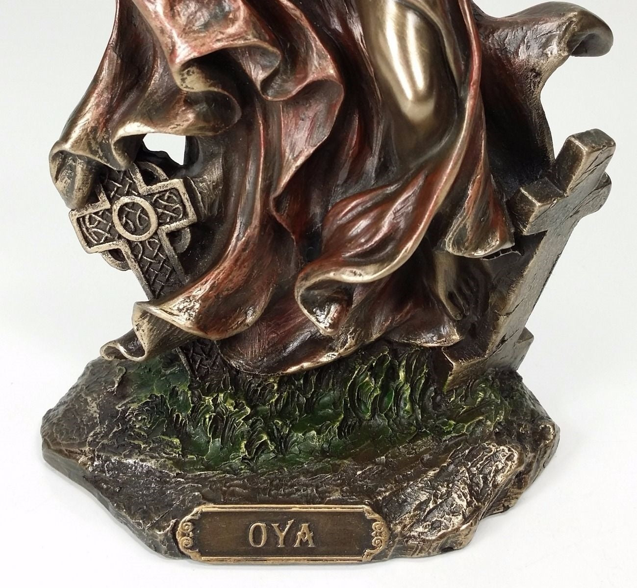 9.5" ORISHA OYA Goddess Wind Sword Yoruba African Statue Sculpture Bronze Color