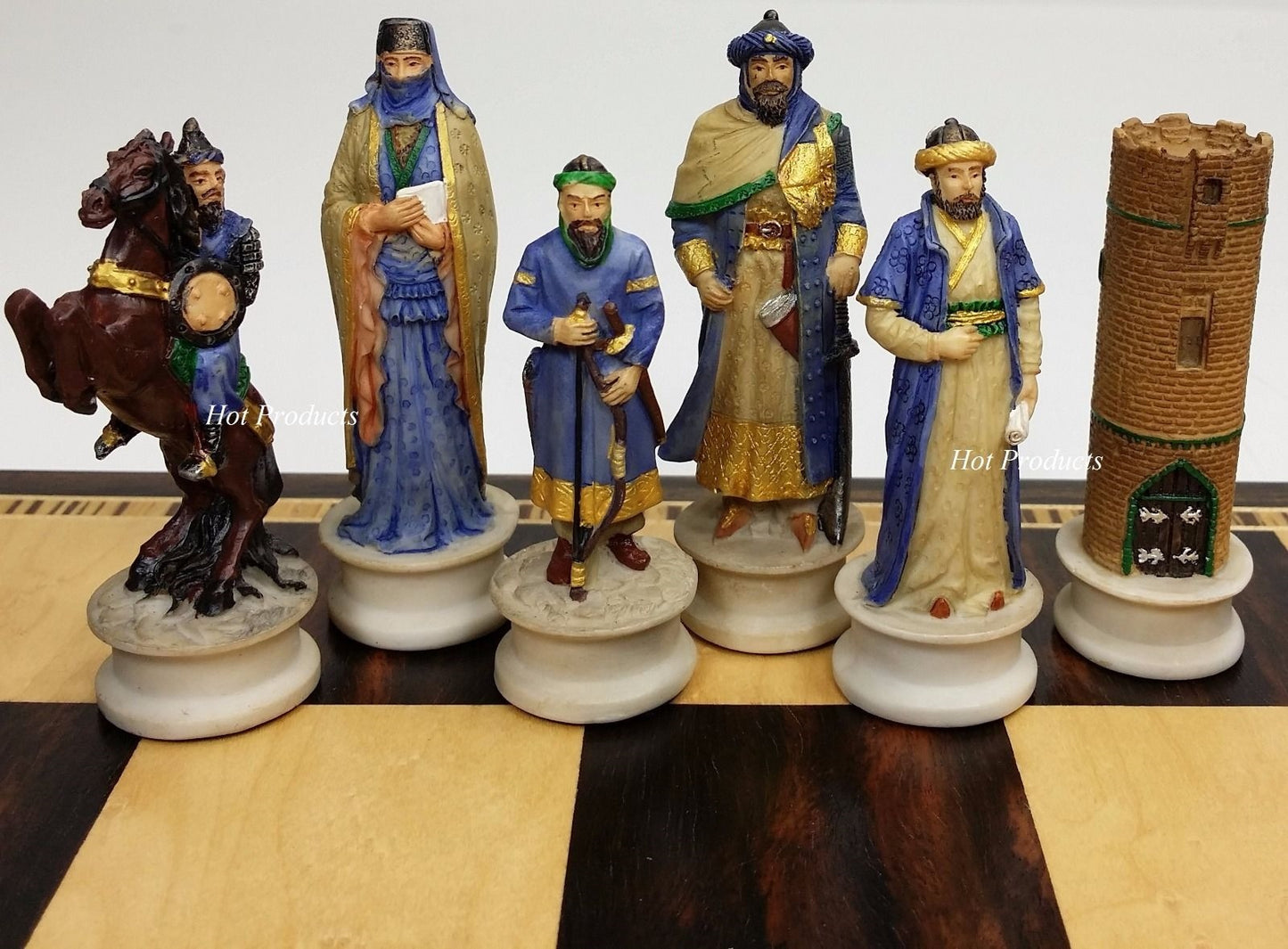 Medieval Times CRUSADE Arabian vs Christian Chess Set Ebony & Maple Wood Board