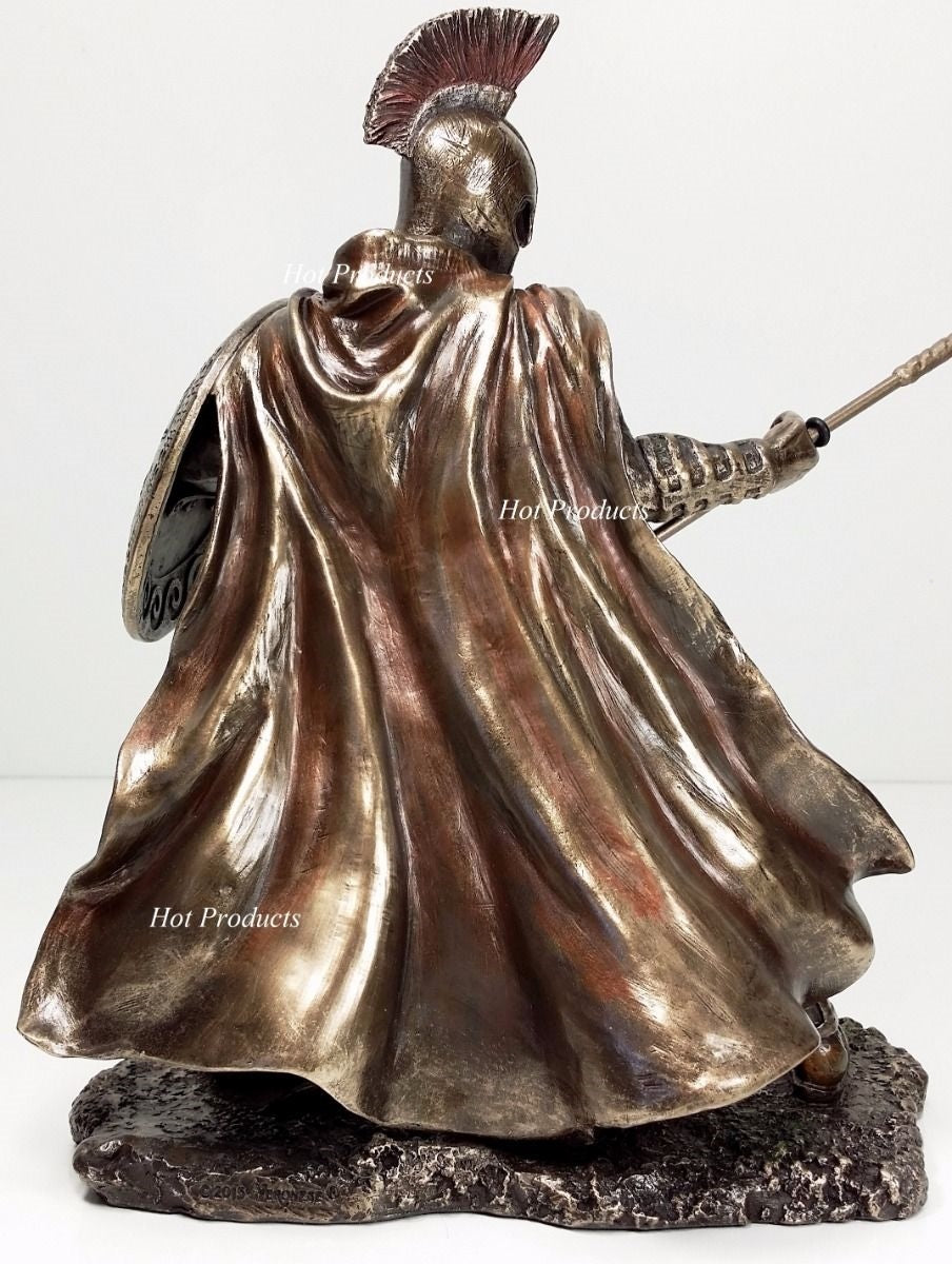 9.5" Hector of Troy Spear & Shield GREEK MYTHOLOGY Sculpture Statue Bronze Color