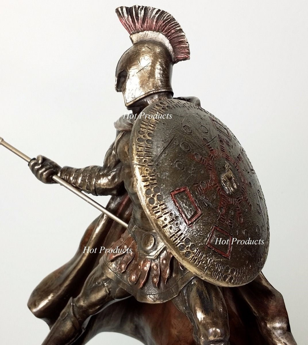 9.5" Hector of Troy Spear & Shield GREEK MYTHOLOGY Sculpture Statue Bronze Color