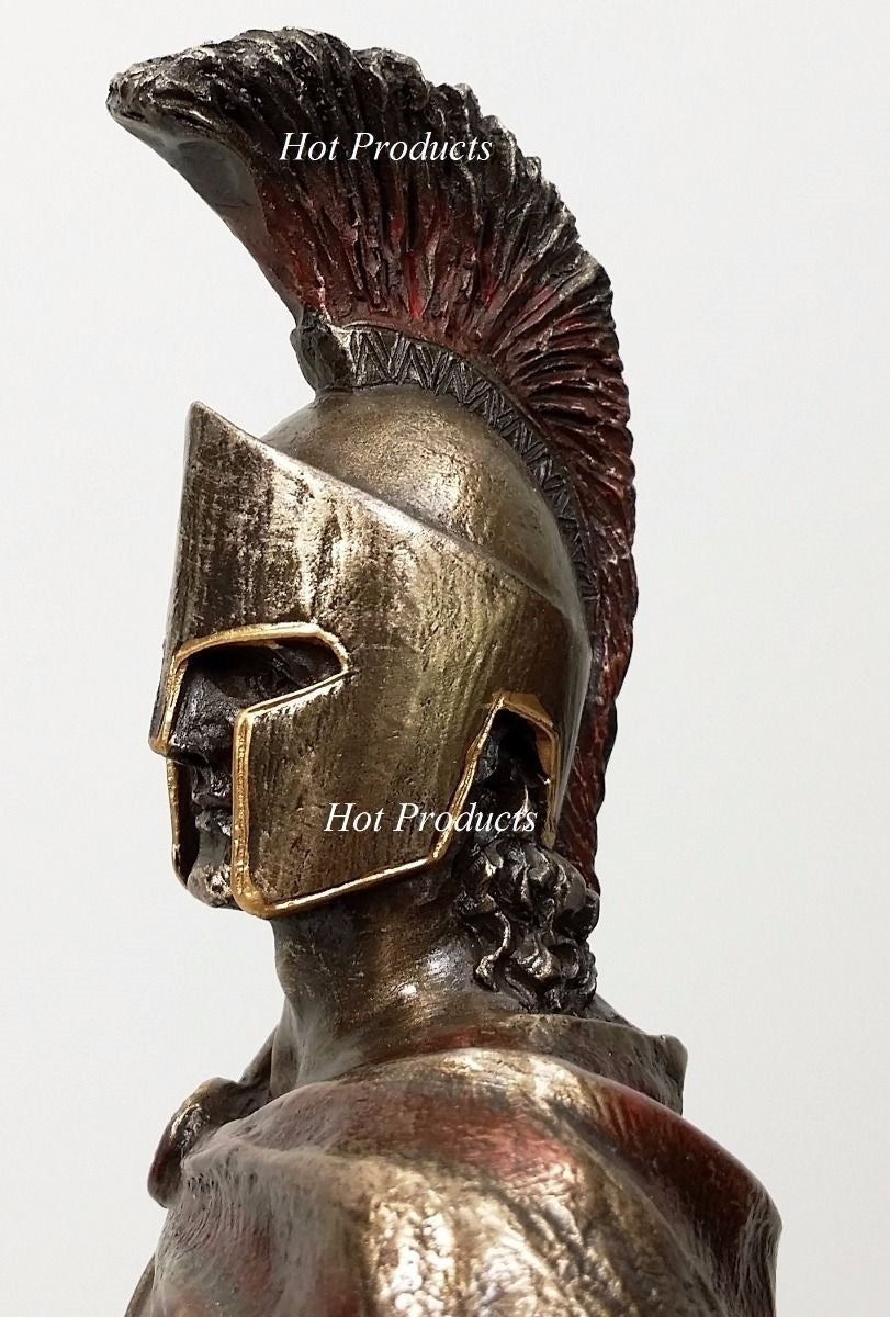 10" LEONIDAS Greek Warrior SPARTAN KING Statue Sword Hoplite Shield Bronze Color