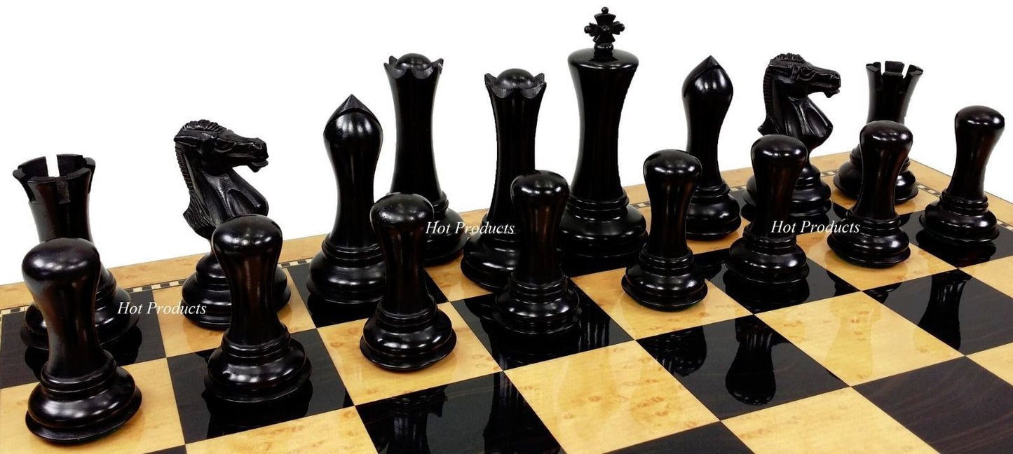 Black & Natural Empire Modern Staunton Wood Chess Set W/ 18" Walnut Color Board