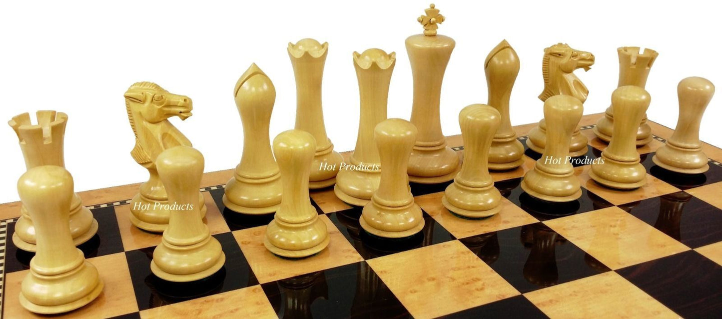 Black & Natural Empire Modern Staunton Wood Chess Set W/ 18" Walnut Color Board