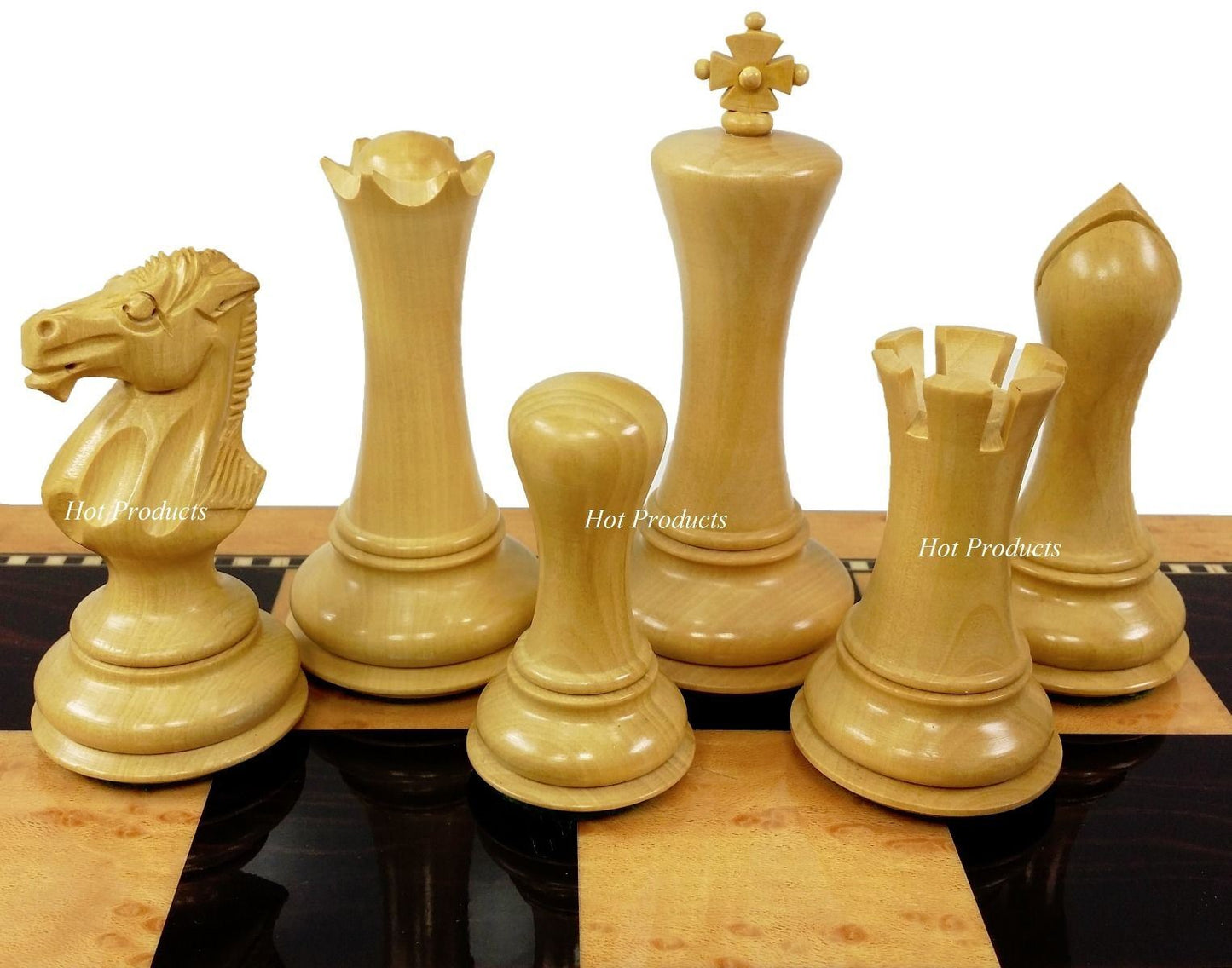 Black & Natural Empire Modern Staunton Wood Chess Set W/ 18" Walnut Color Board