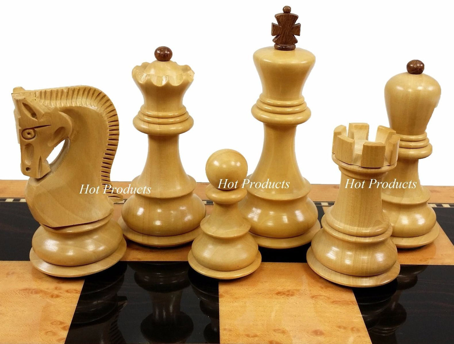 Acacia Opposite Tops 3 3/4 King Staunton Wood Chess Set 18" Walnut Color Board