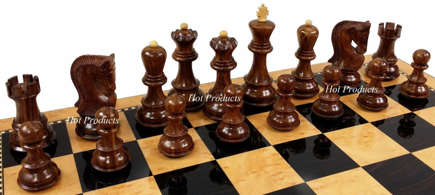 Acacia Opposite Tops 3 3/4 King Staunton Wood Chess Set 18" Walnut Color Board