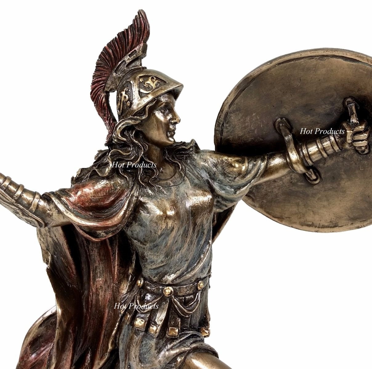 ATHENA Goddess of War Throwing Javelin Greek Mythology Owl Statue Bronze Finish