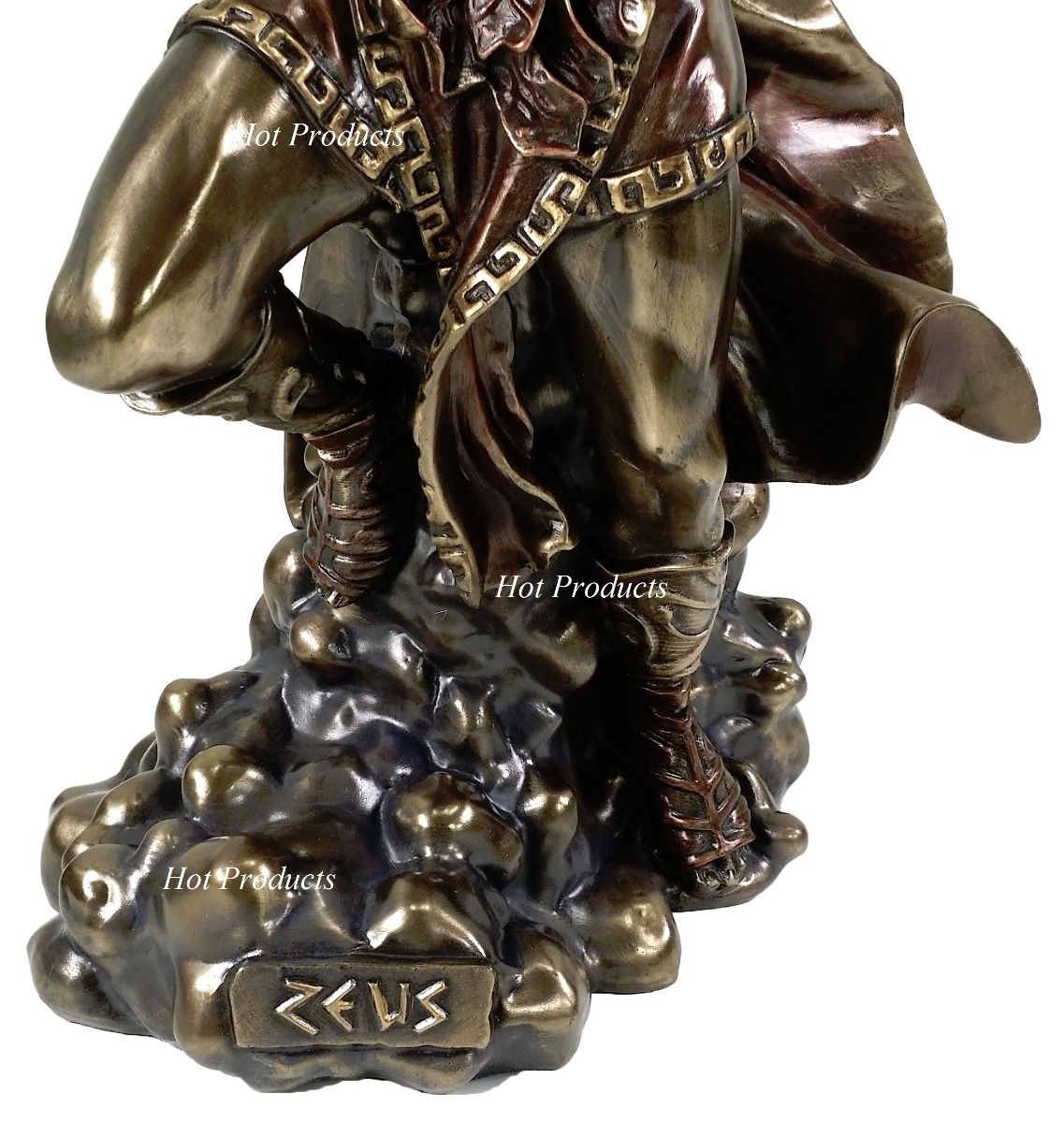 LARGE 20" Zeus God of Thunder Lightning Bolt Greek Mythology Statue Bronze Color