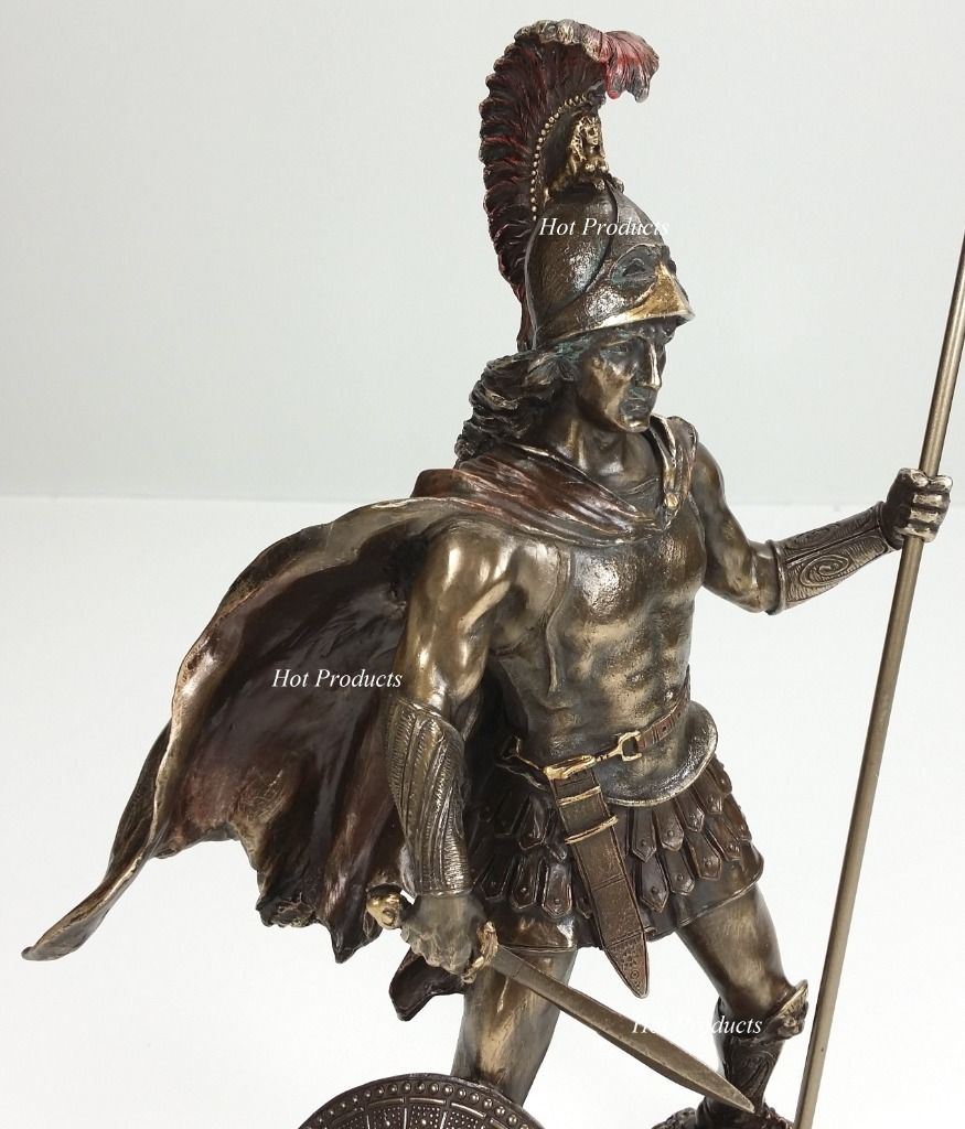 13" Mars God of War Greek Mythology Sword & Spear Statue Sculpture Bronze Finish