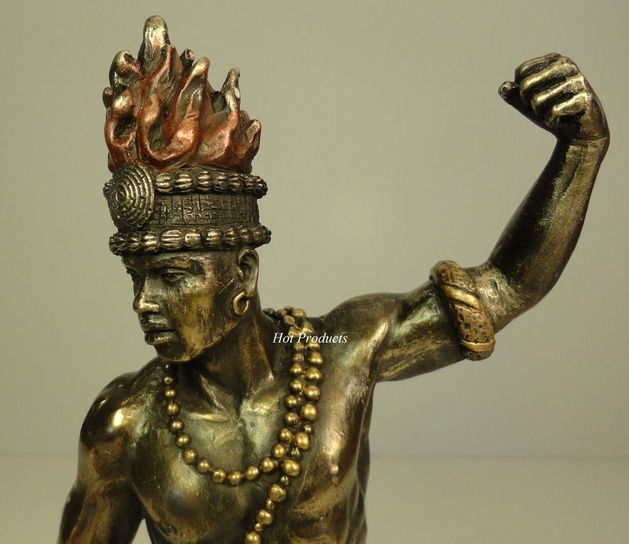 Orisha Chango Shang God of FIRE Yoruba African Statue Sculpture Bronze Finish