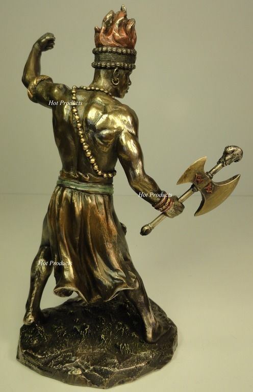 Orisha Chango Shang God of FIRE Yoruba African Statue Sculpture Bronze Finish