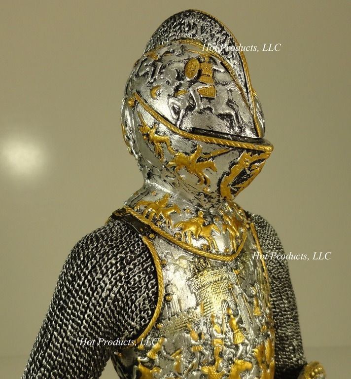 13" Medieval Times Crusades KNIGHT N PARADE ARMOR ARMOUR STATUE W SWORD & SHIELD
