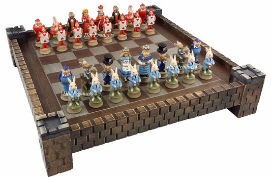 Alice in Wonderland Fantasy Chess Men Set W/ 17" Castle / Fortress Board