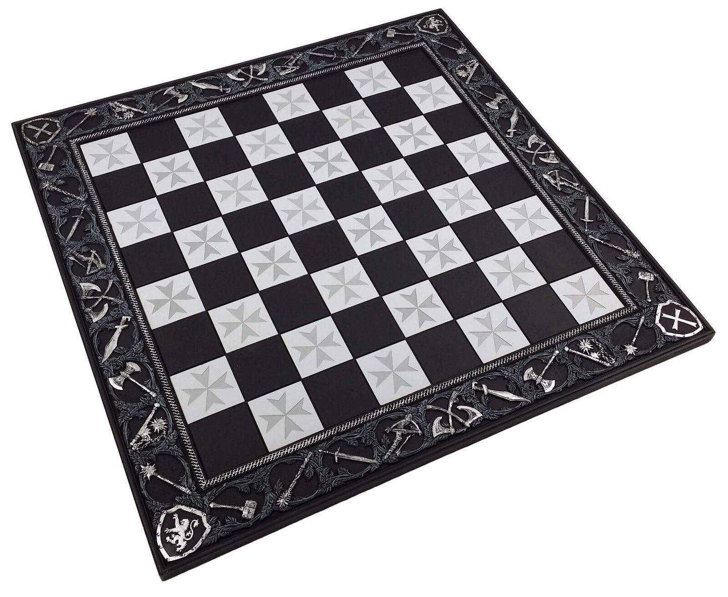 17" Medieval Times Crusades Maltese Cross Chess Board Black W 1 5/8" Squares